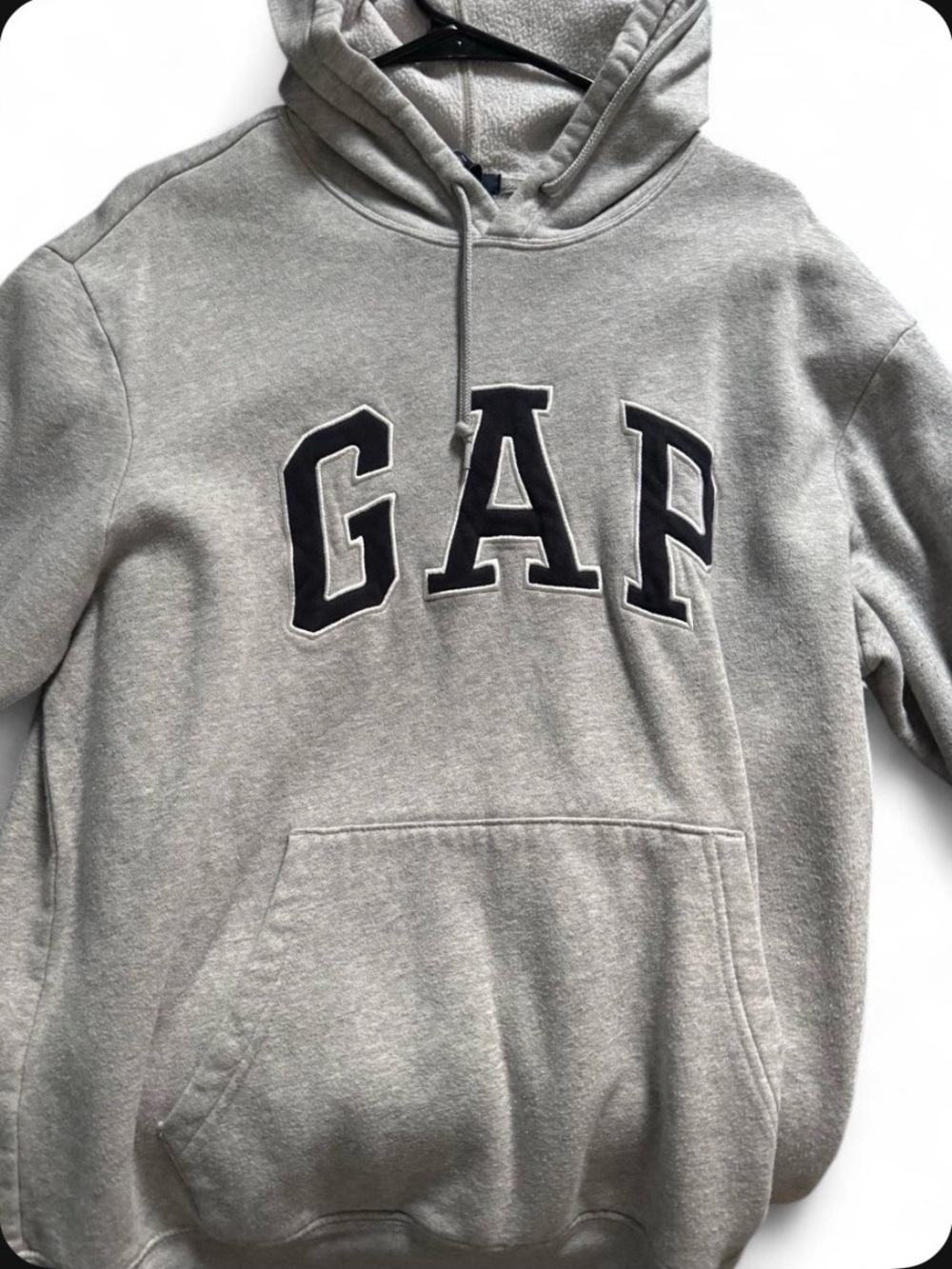 GAP Men's Gray Crewneck Hoodie with Navy Logo